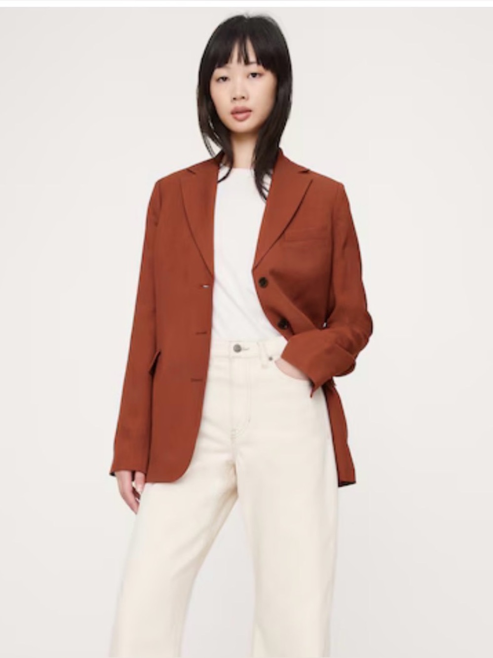 Banana Republic Boyfriend Drapey Twill Belted Blazer
